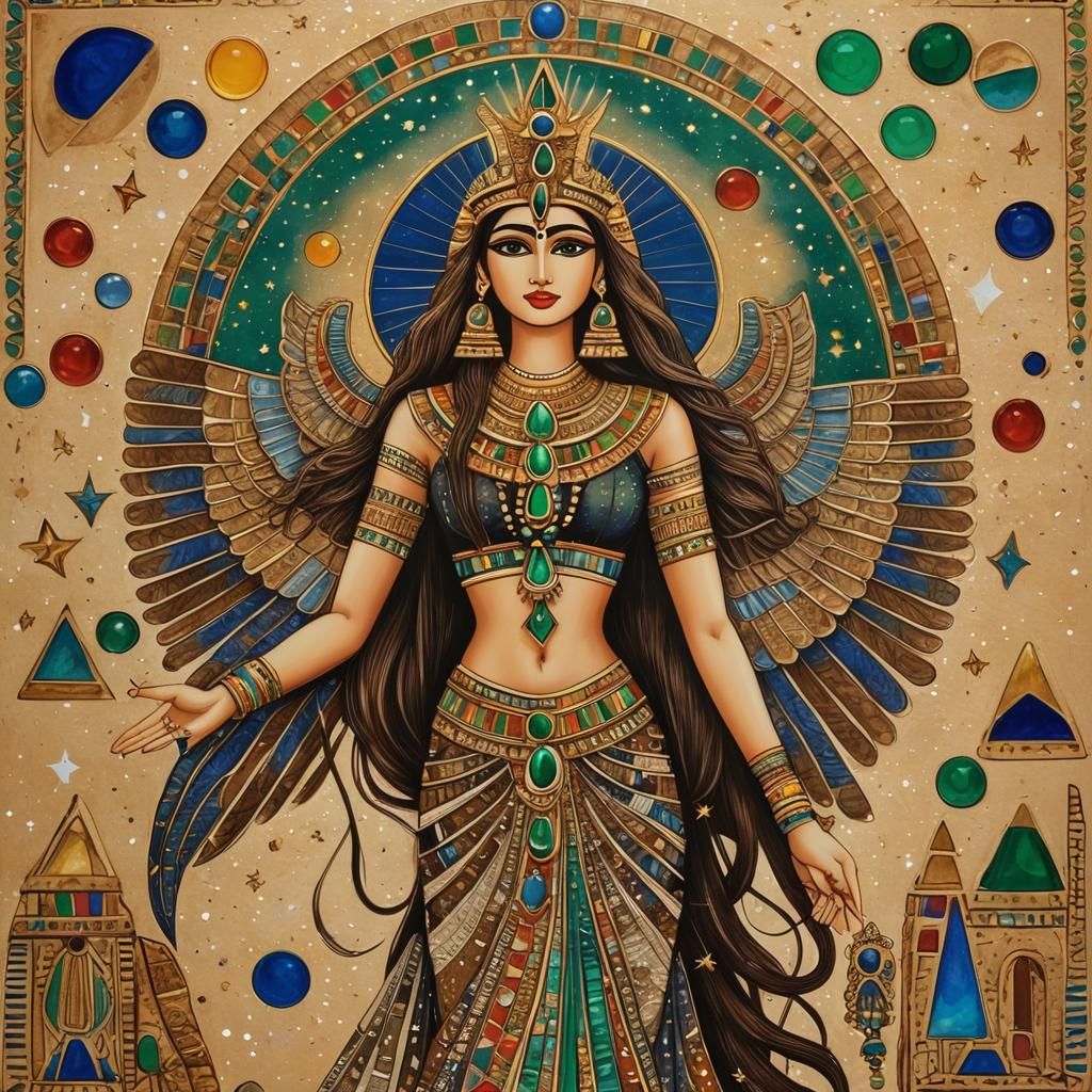 Goddess Isis in Madhubani Painting Style