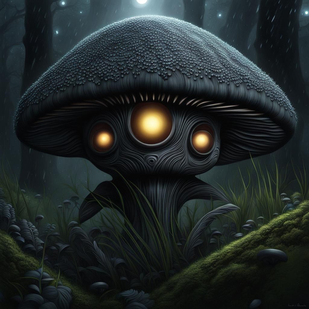 Hyperrealistic Grey Alien in Forest, Digital Art
