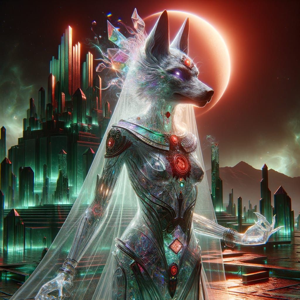 Holographic Jackal Goddess of the Alien Ziggurat
