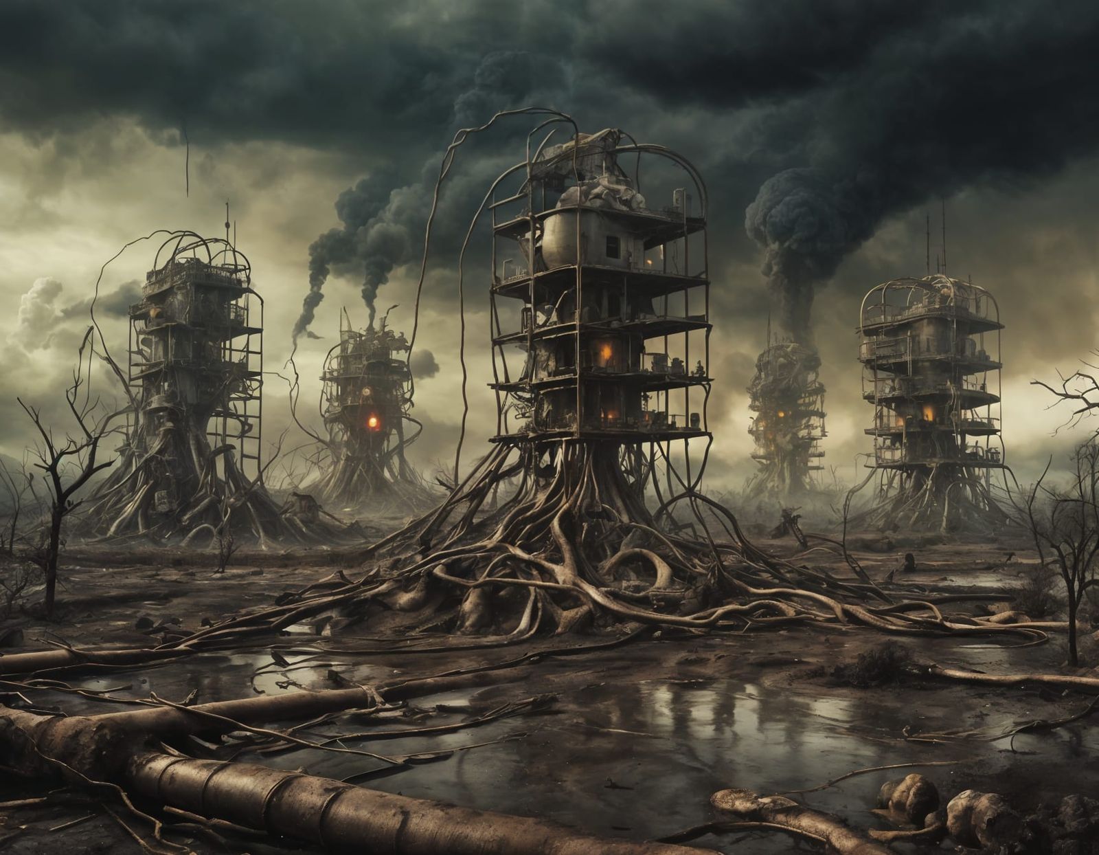 Atomic Horror: Twisted Metal in a Surreal Landscape
