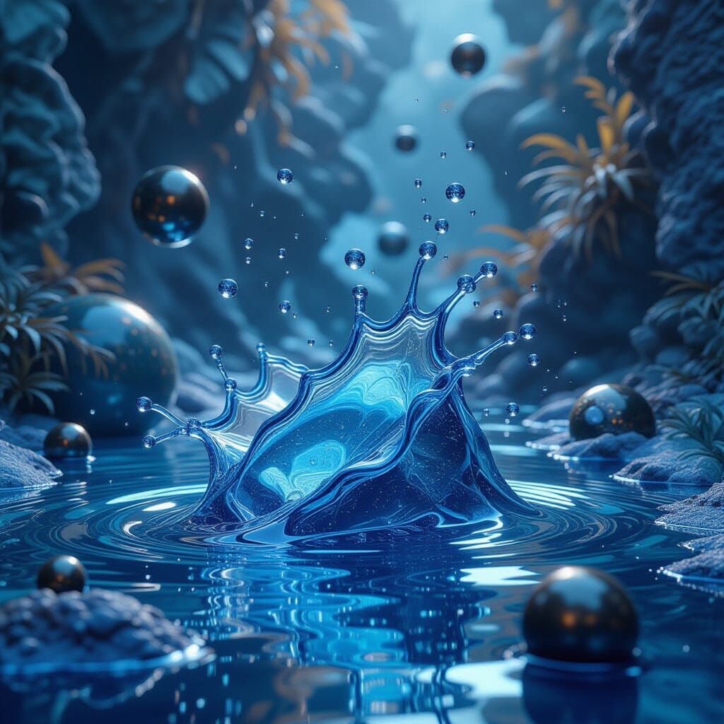 Objects Sculpted from Liquid Mercury in Hyperrealistic Style