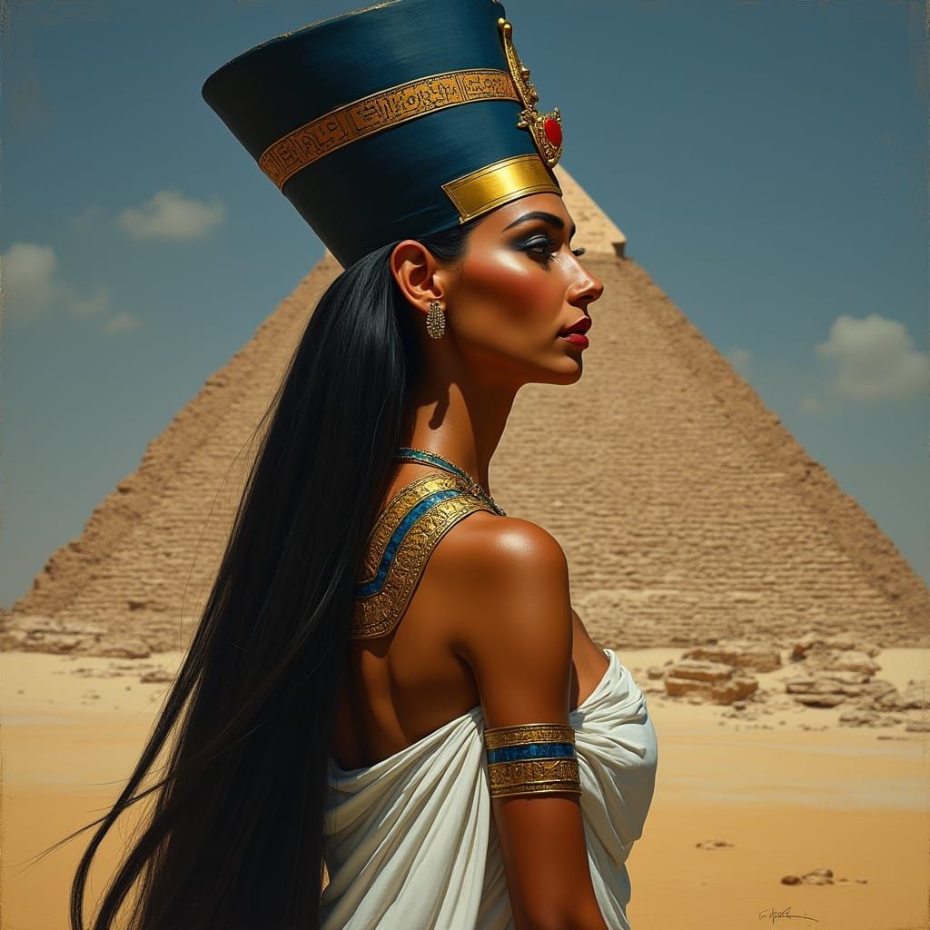 Ancient Egyptian Queen Nefertiti in Regal Splendor