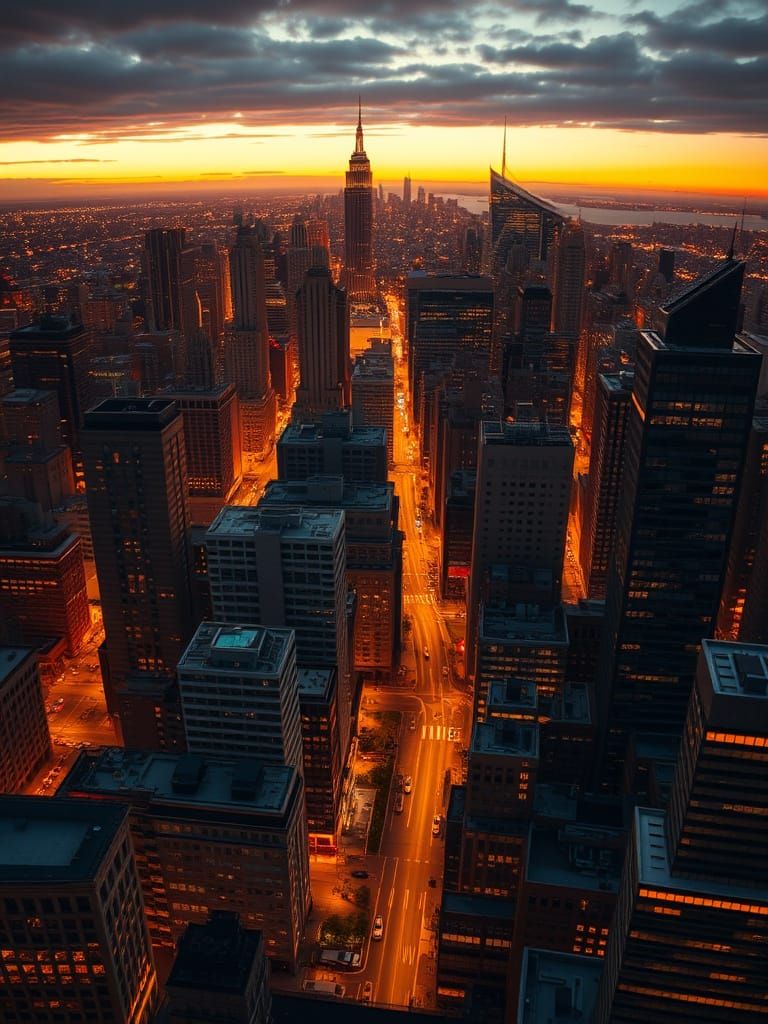 Cityscape Panorama at Dusk, in Cinematic HDR Style