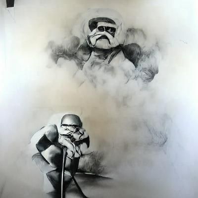 Charcoal Stormtrooper Helmet Drawing