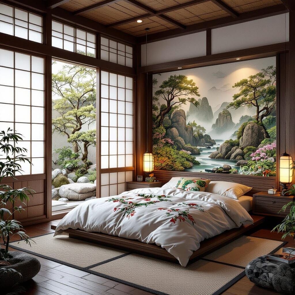 Fantasy Bedroom with Japanese Garden Theme