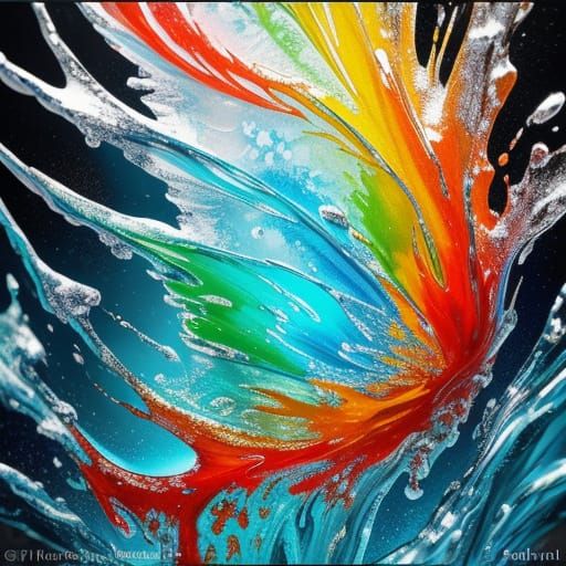 Iced Shrimp with Luminescent Bubbles: Hyperrealistic Splash ...