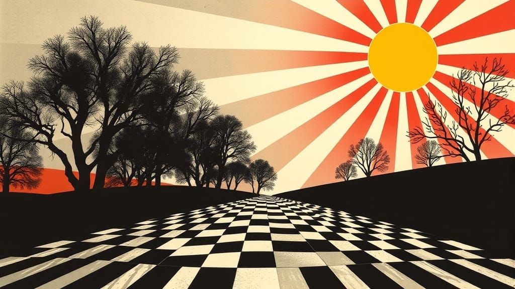 Optical Illusion of a Rising Sun in Vibrant Colors
