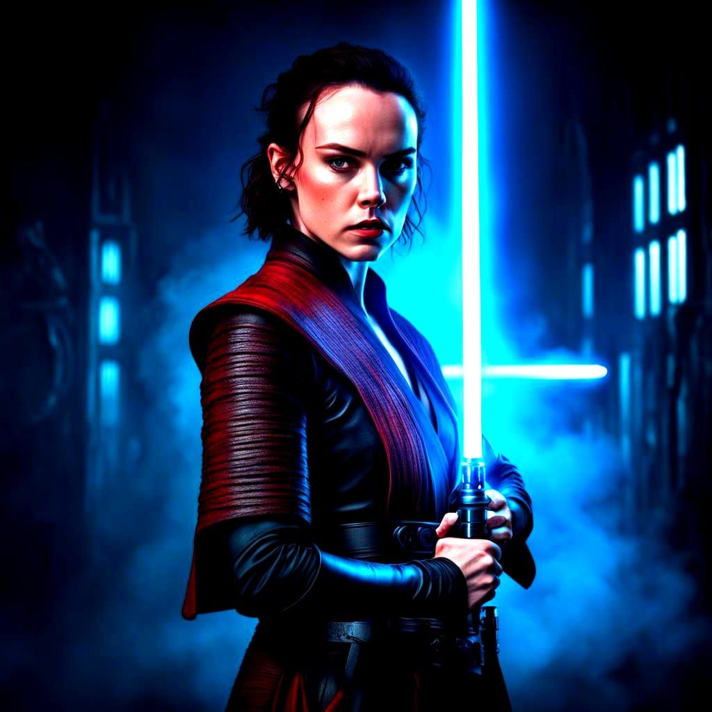 Daisy Ridley as Sith Rey with Red Lightsaber