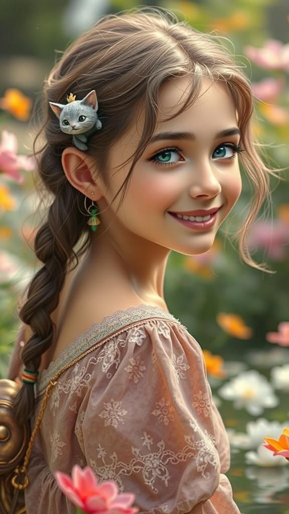 Golden Elf Laughing by a Stream