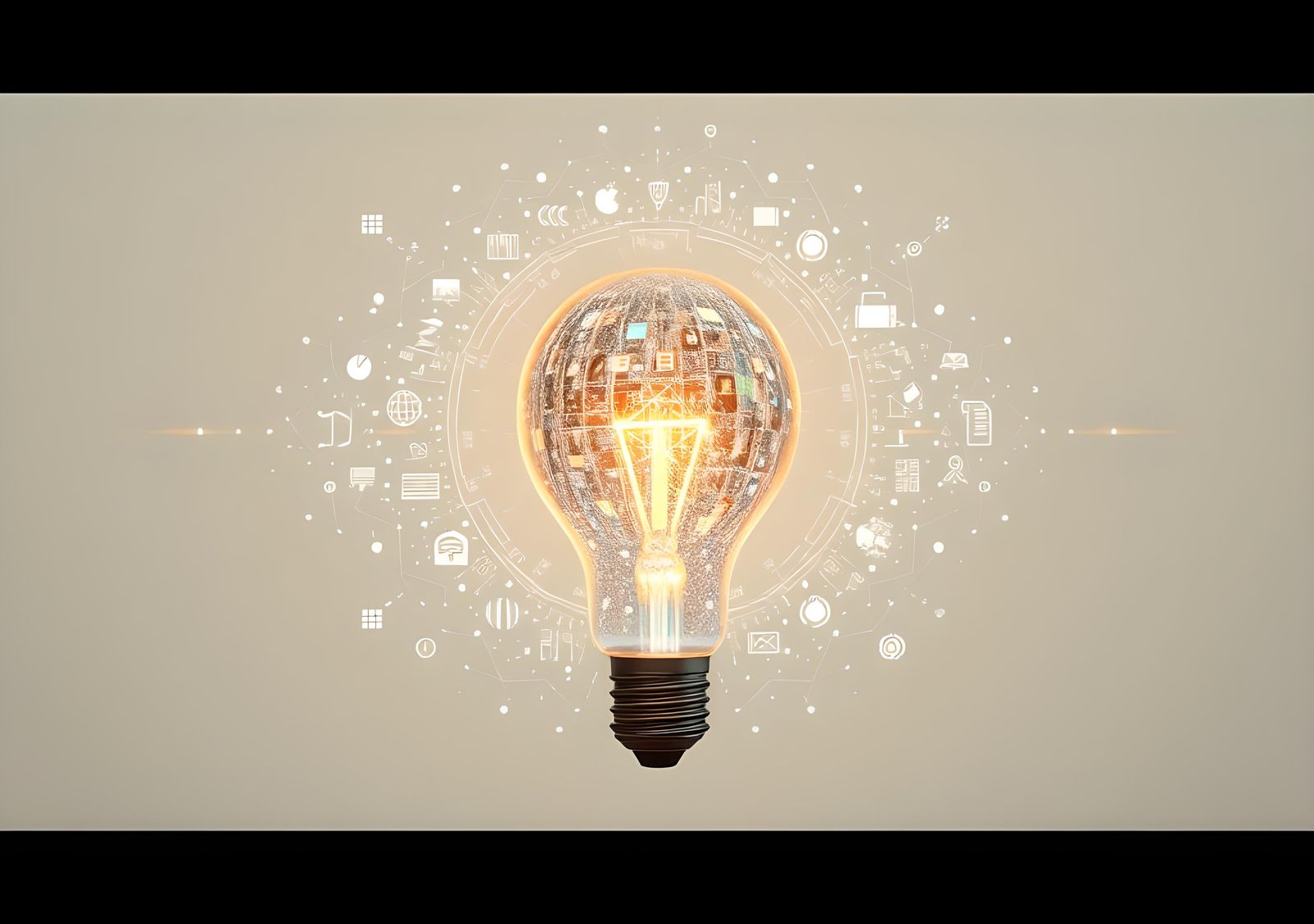 Idea Concept with Technology Icons in Detailed Matte Paintin...