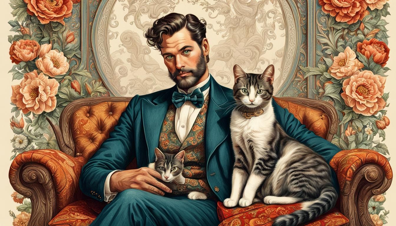 Man with cats