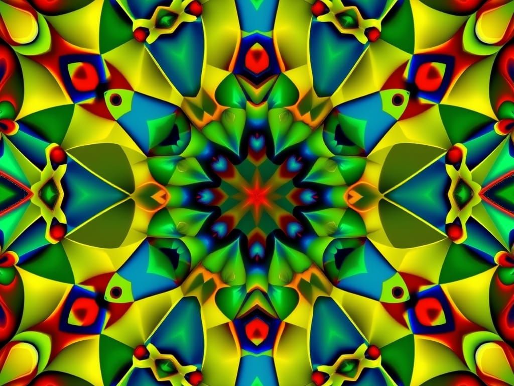 Vibrant Fractal Composition in Intricate 3D Detail