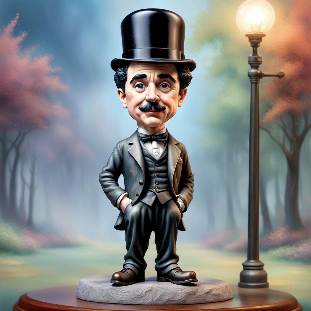 Hyperrealistic Charlie Chaplin Bobblehead Figurine
