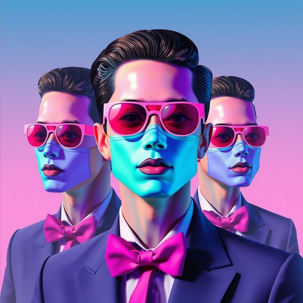 Vaporwave Cubist Commedia dell'Arte Digital Art