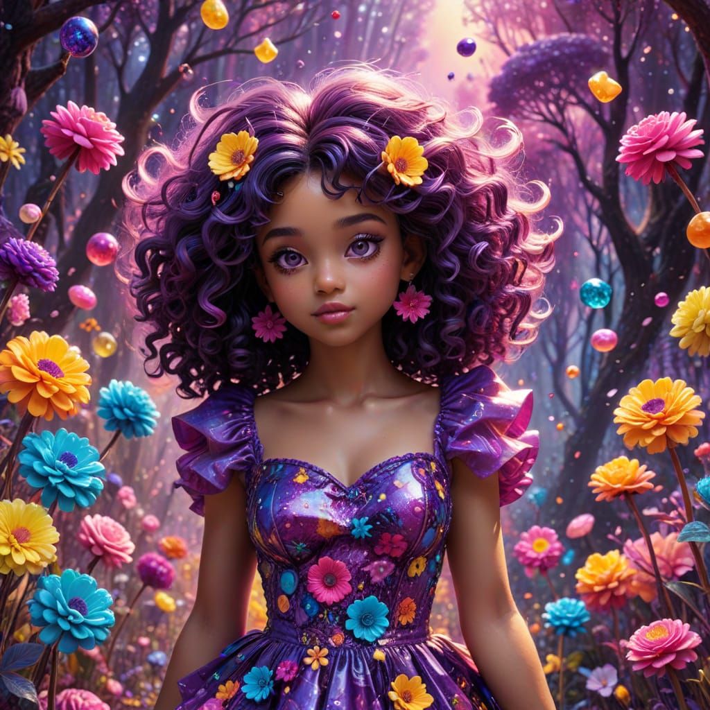 Cosmic Chibi Girl in Psychedelic Candyland