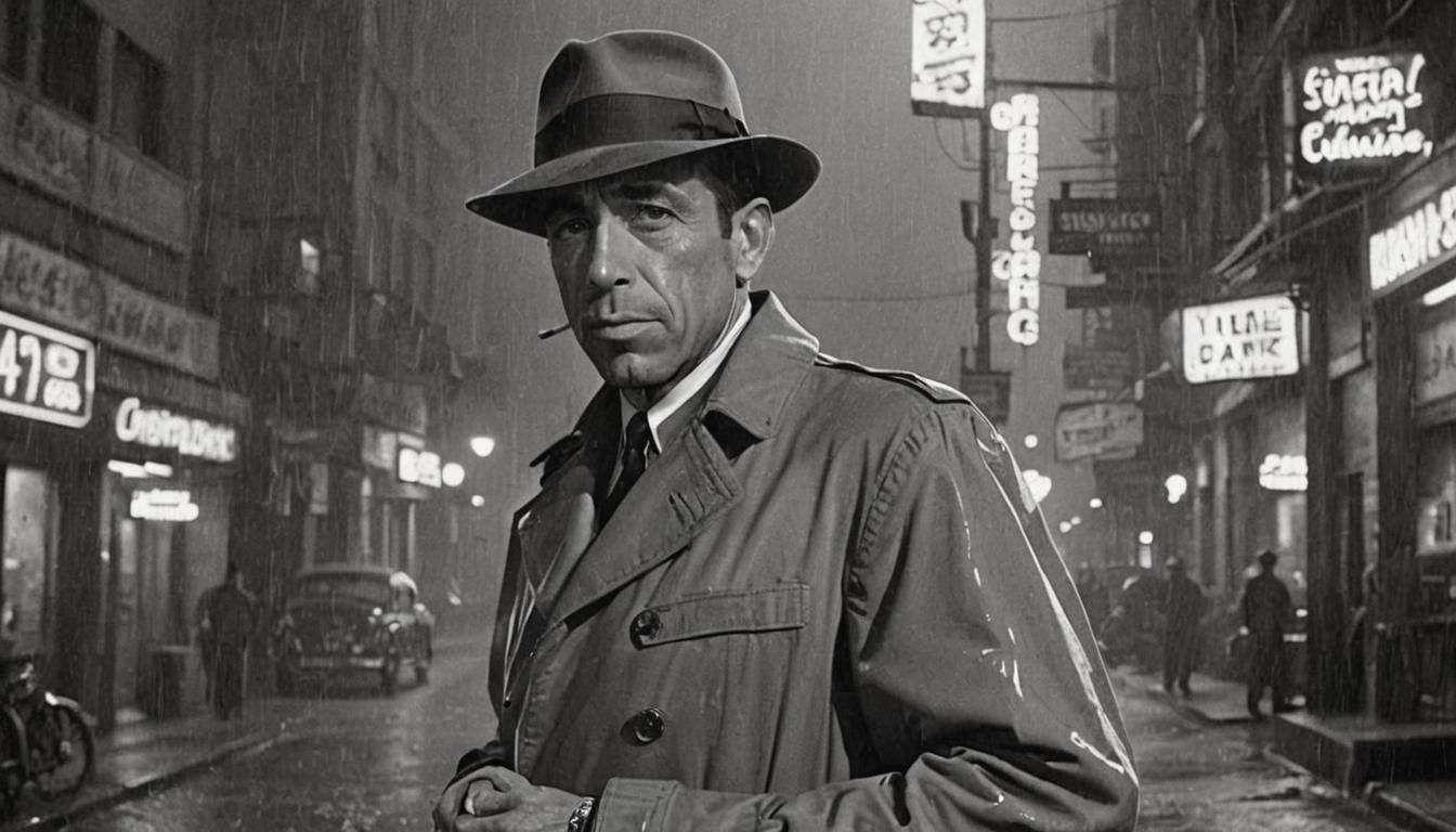 Noir Detective in Rainy Alleyway