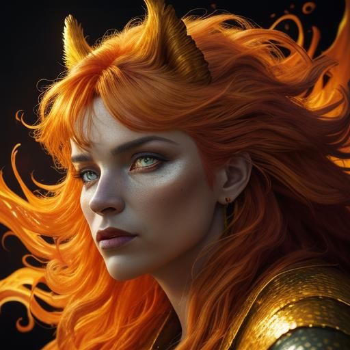 Dragon Woman Portrait in Vibrant Oil Painting Style