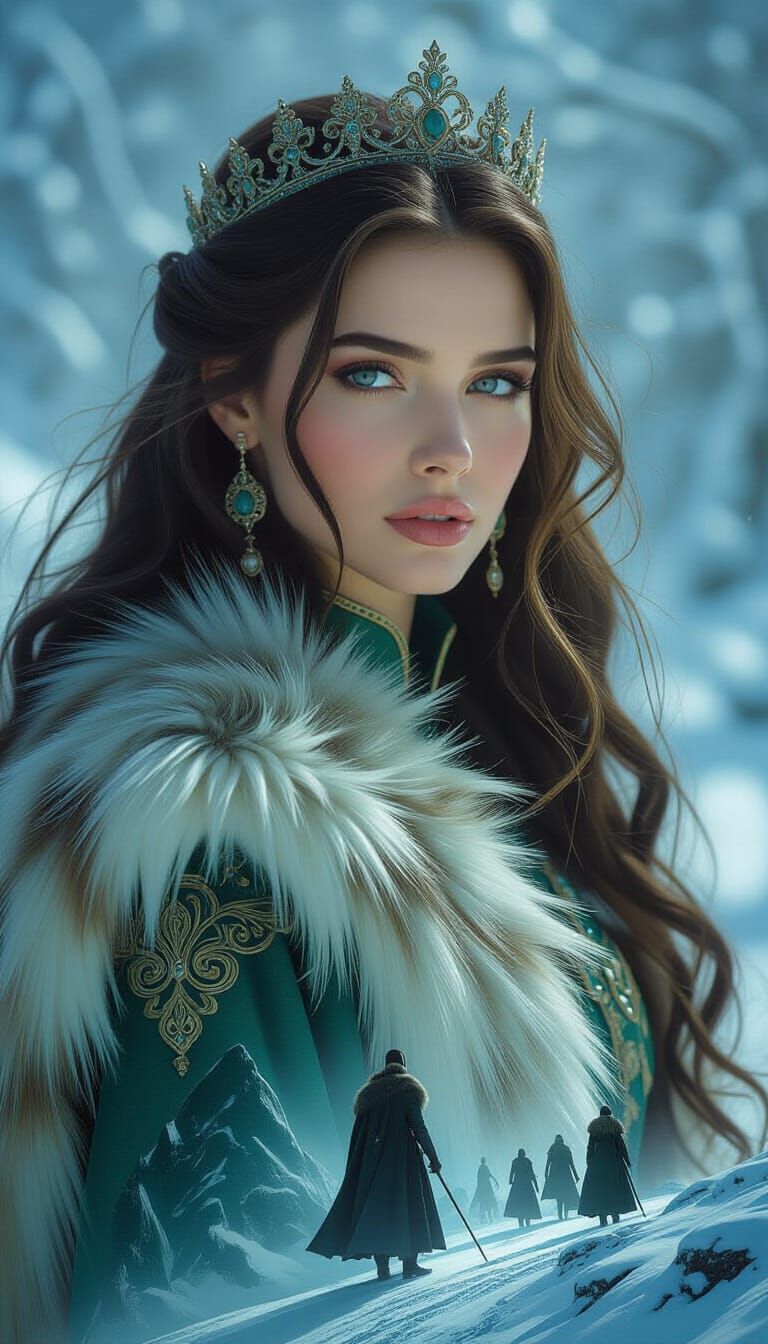 Queen of Winter Double Exposure Oil Painting