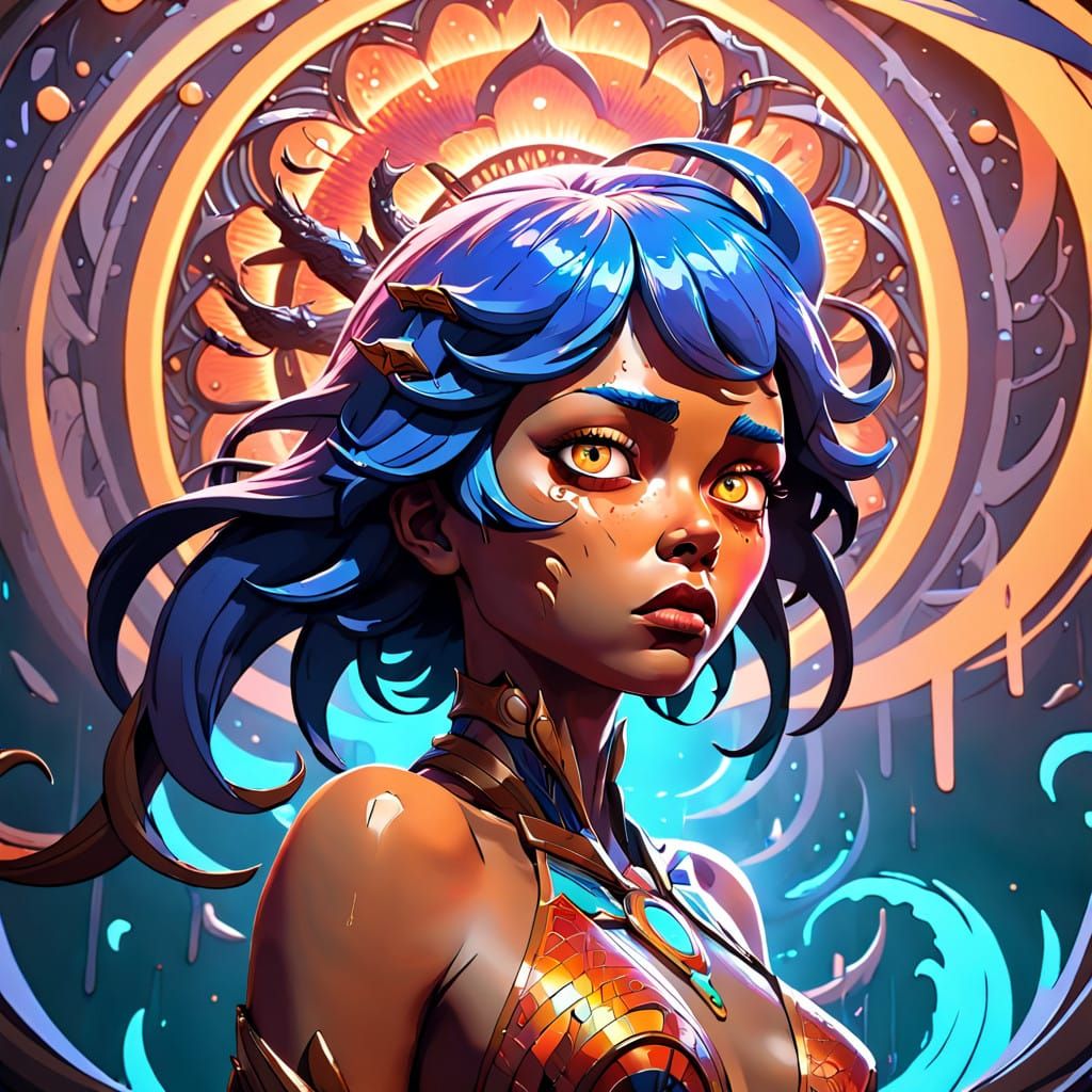 Surreal Dark Fantasy Portrait in Biopunk Style