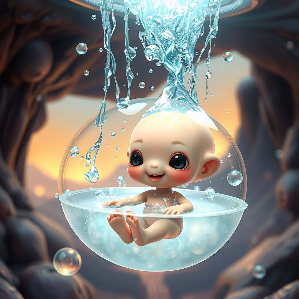 Baby Alien's Dream Bath in Zero Gravity
