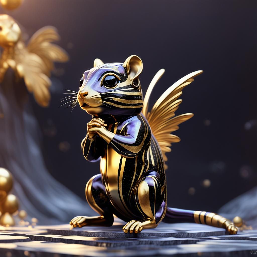 Metallic Chipmunk in Art Deco Style
