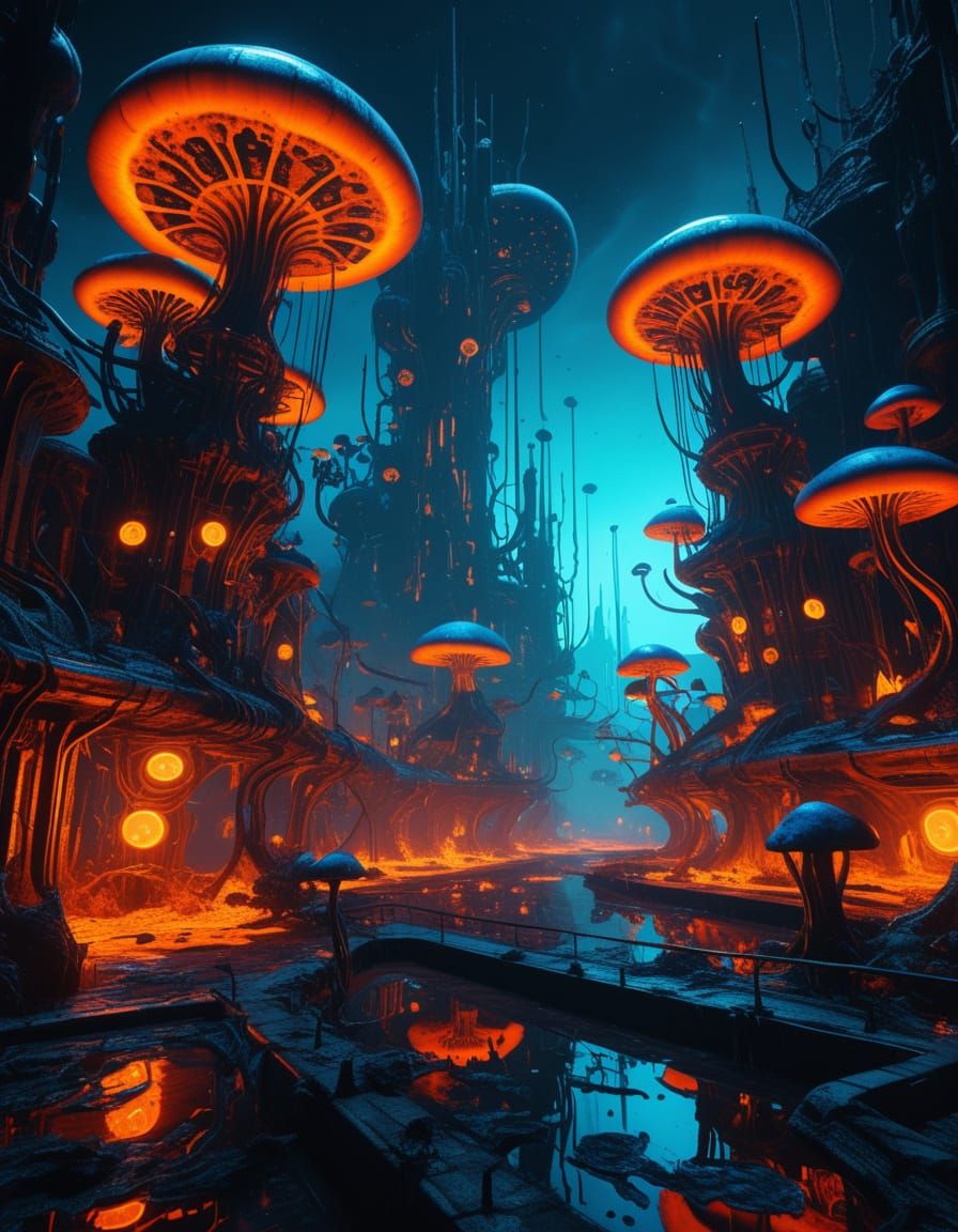 Breathtaking Sci-Fi Surrealism in Cyberpunk Aesthetic