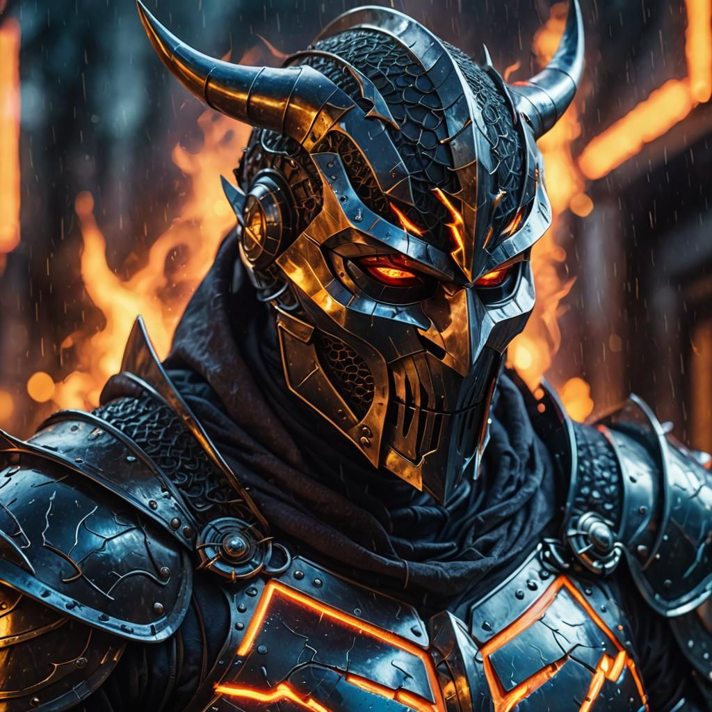 Glowing Demonic Knight Close-Up in 3D