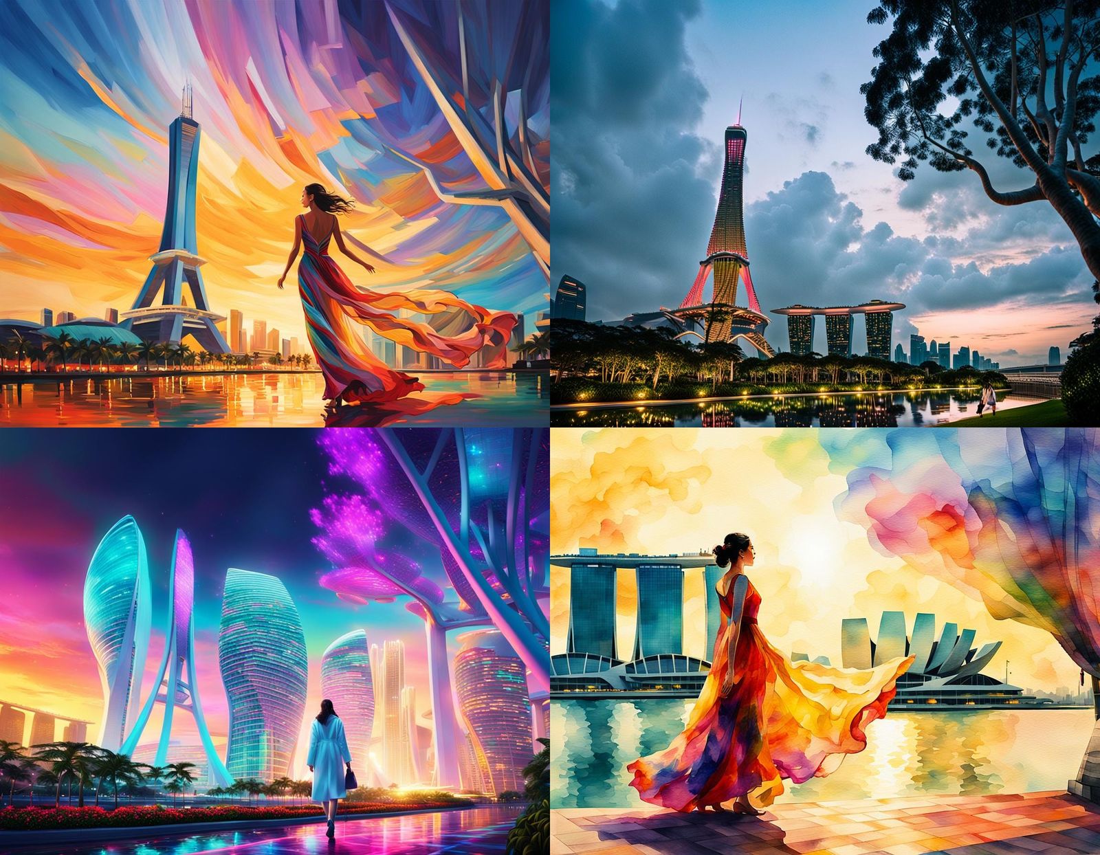 Woman Walking Near Marina Bay Sands