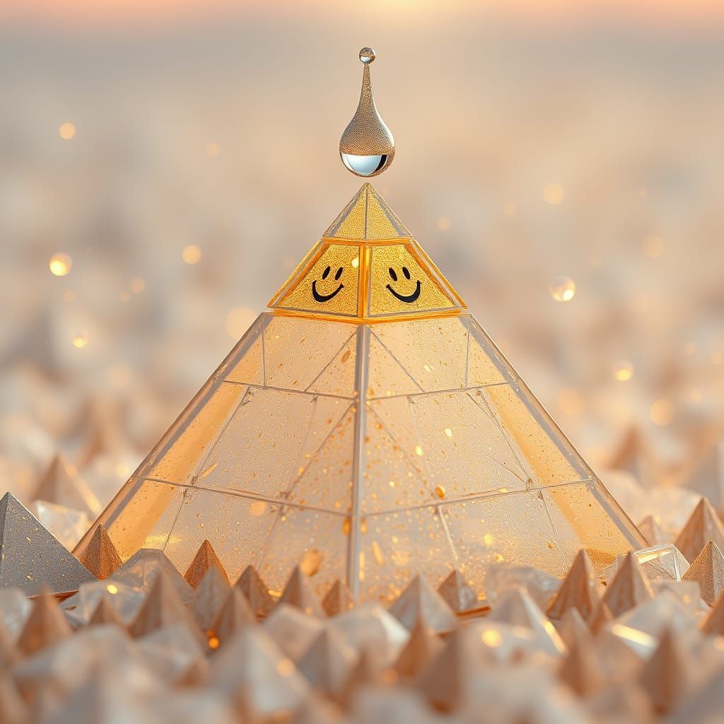 Levitating Steam Pyramid with Smiling Face, Hyper-Realistic ...