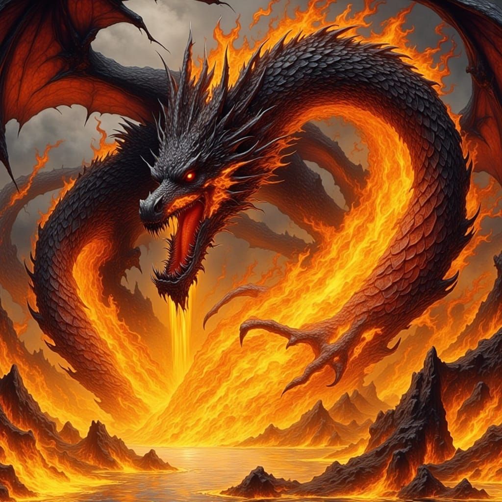 Majestic Dragon Spitting Fire in Dynamic Realism