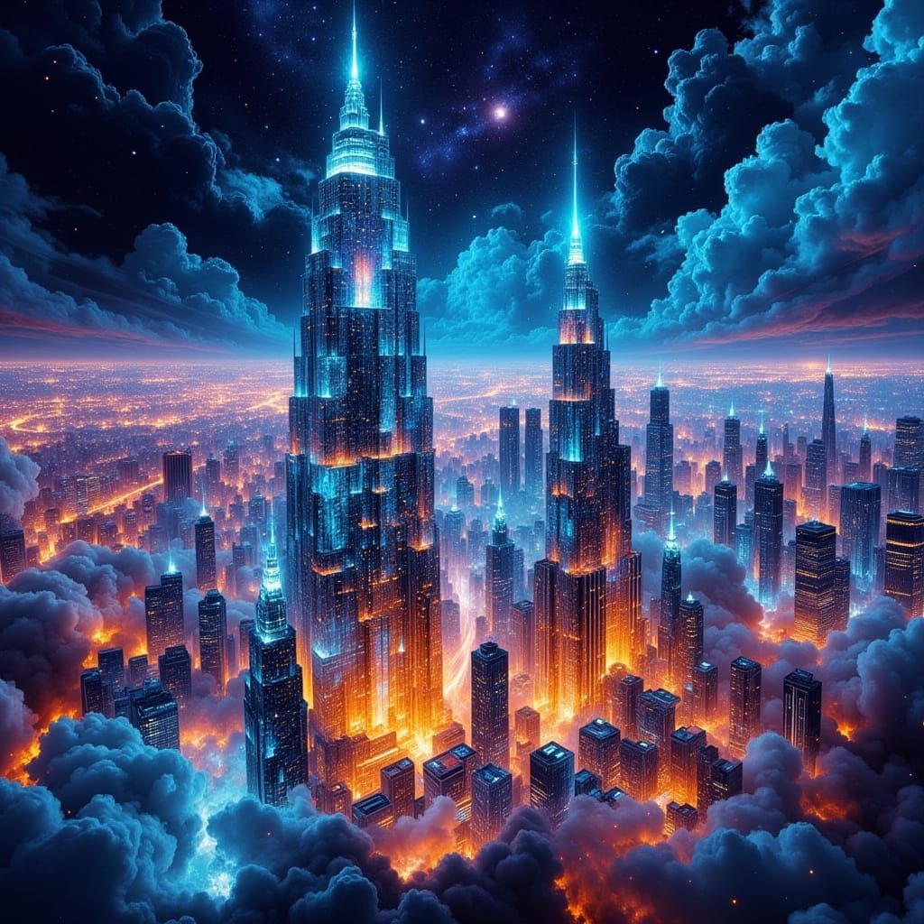 bird's eye view of a futuristic urban city