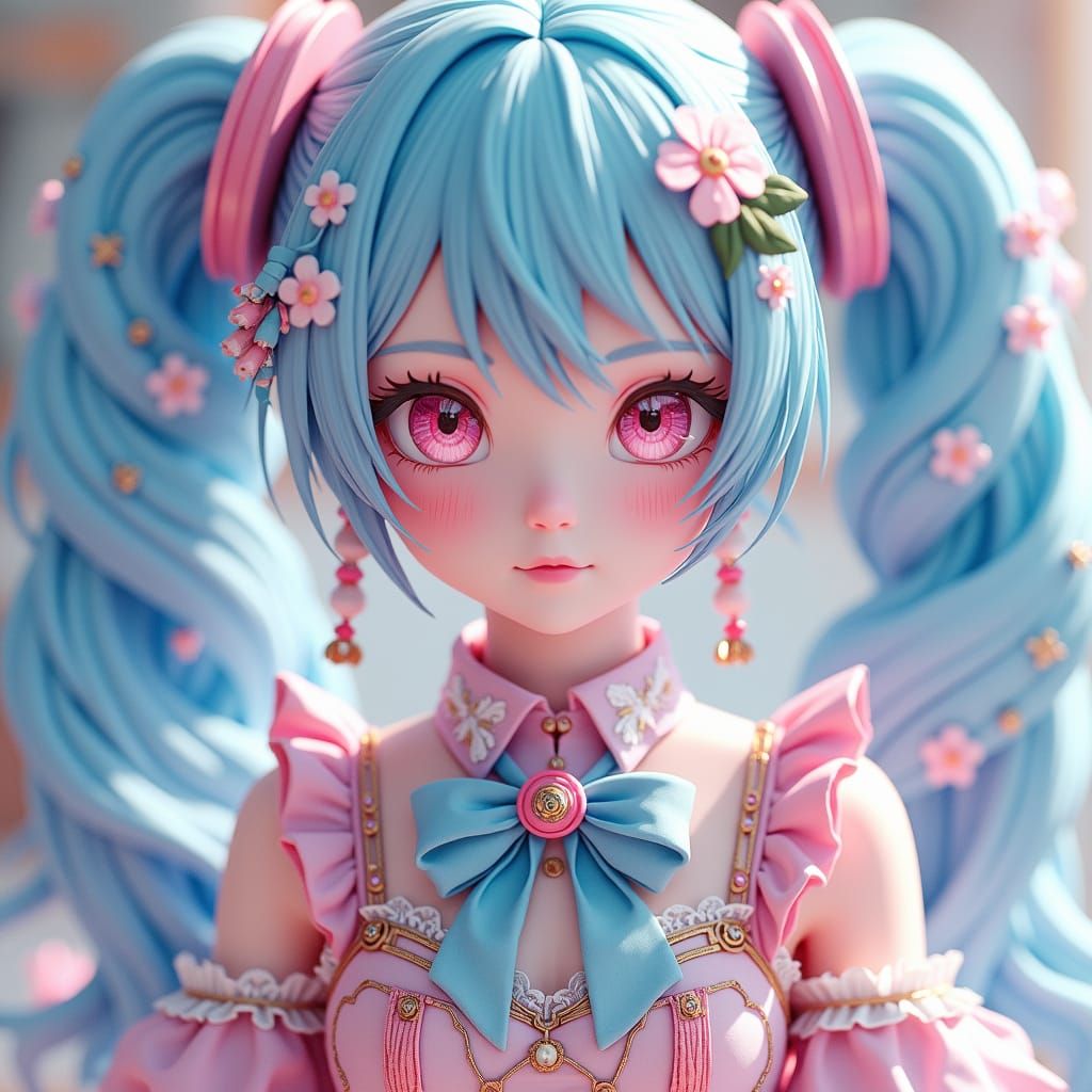 Cute anime girl with pale blue hair and pale pink eyes Vocal...