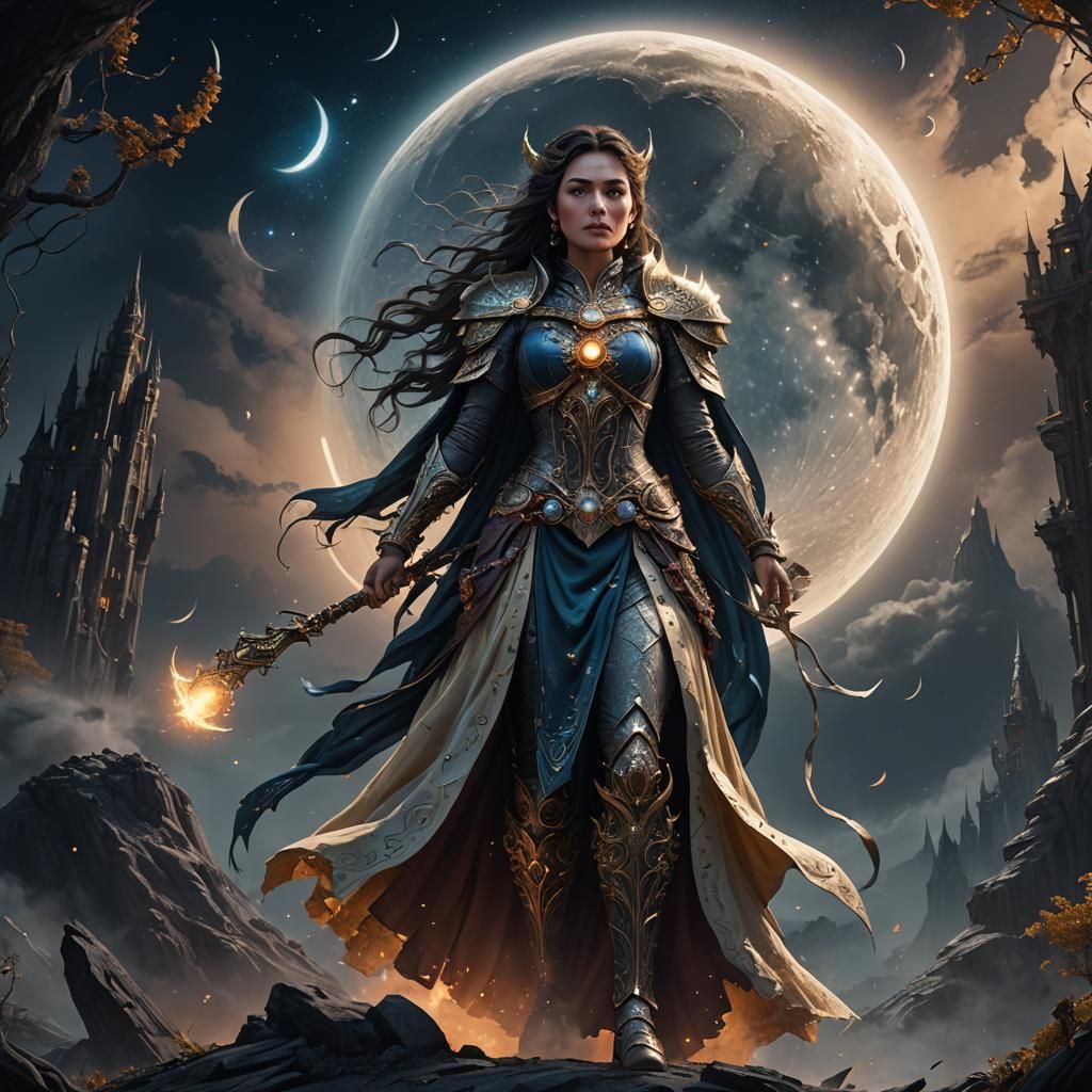 Moon Sorceress Glowing with Power