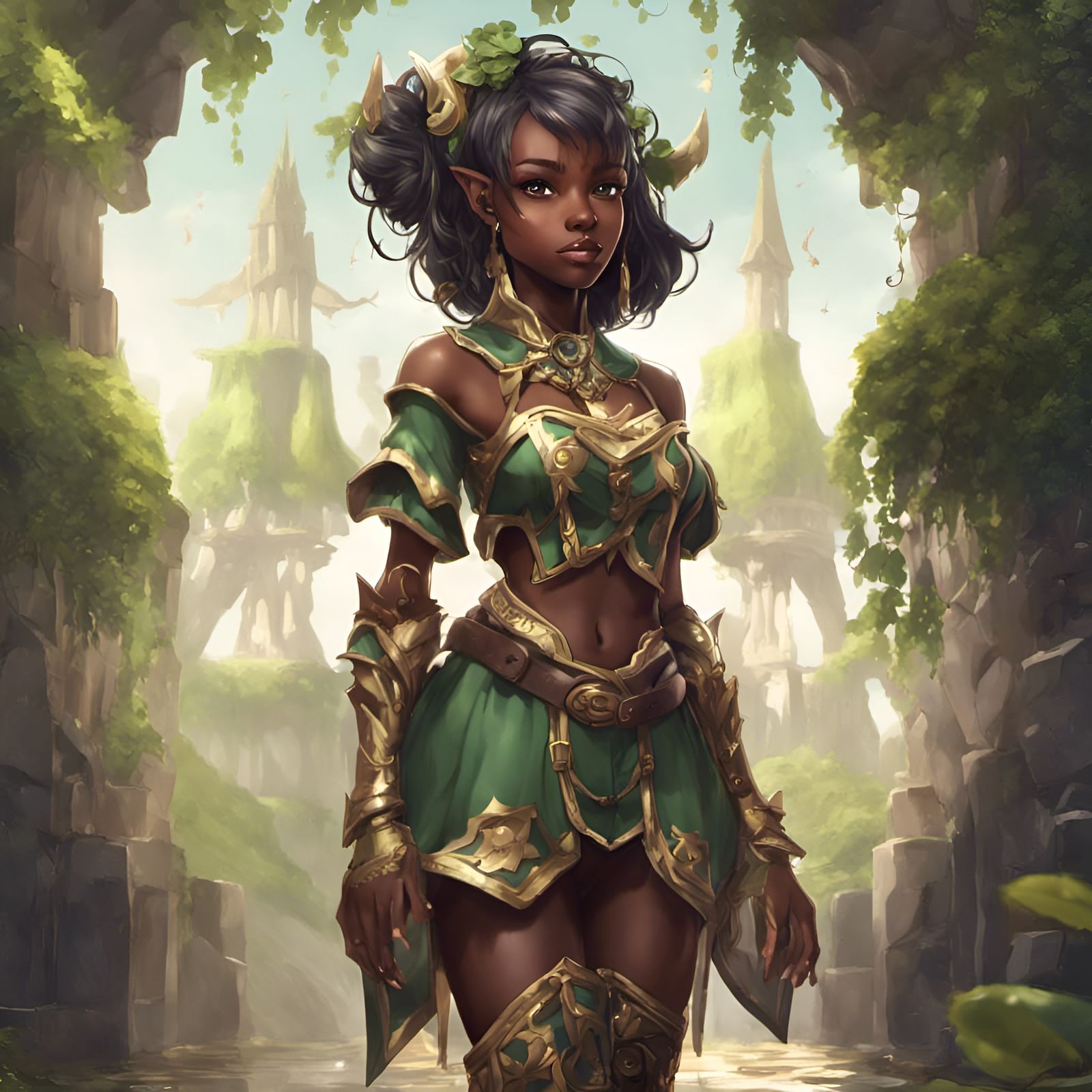 Fantasy Anime Elf Girl in Detailed Digital Painting