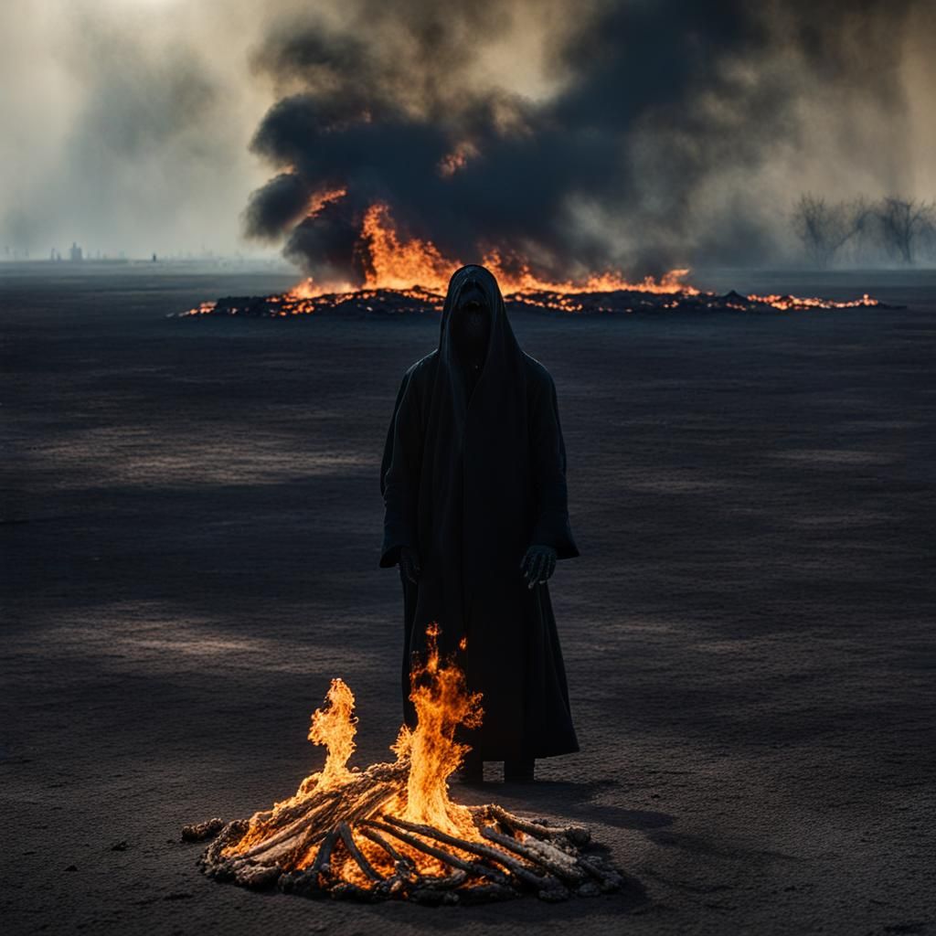 Tormented Soul in Flames: Dark Fantasy Concept Art