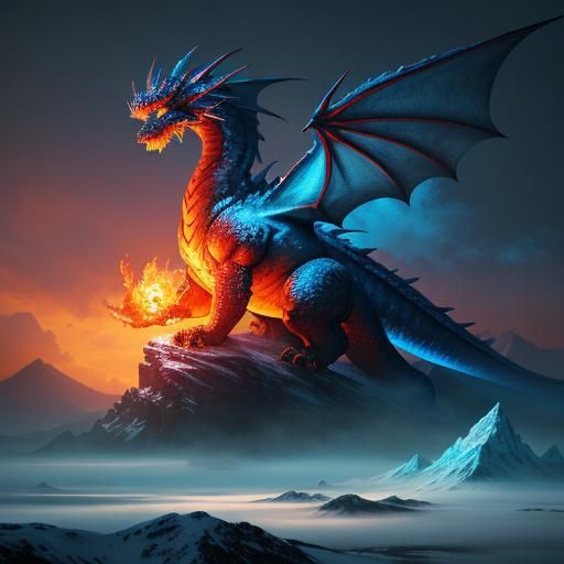 Majestic Dragon Hybrid of Ice and Fire