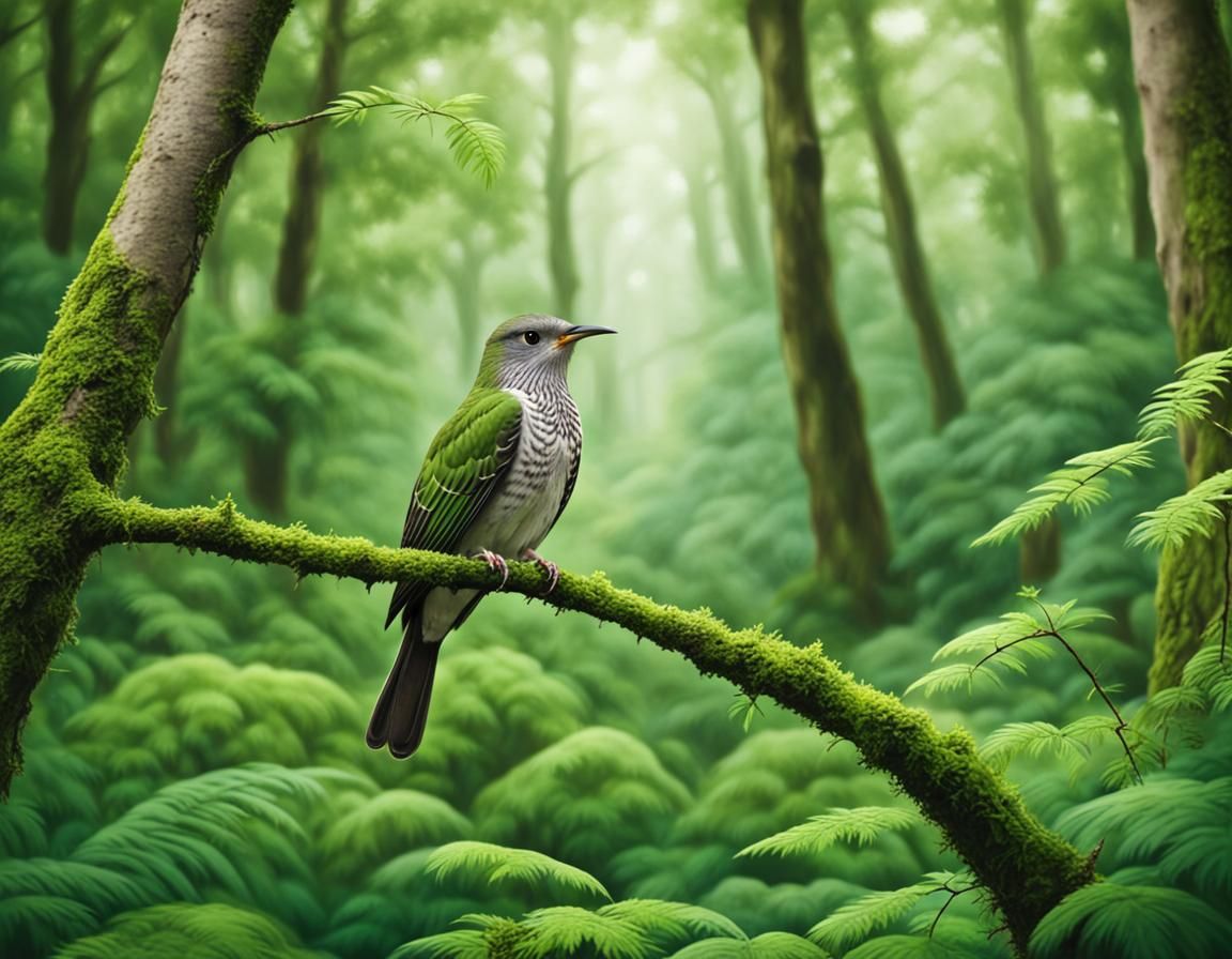 Cuckoo Bird in Lush Green Forest