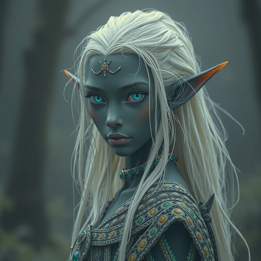 Heroic Dark Elf with Electric Blue Eyes