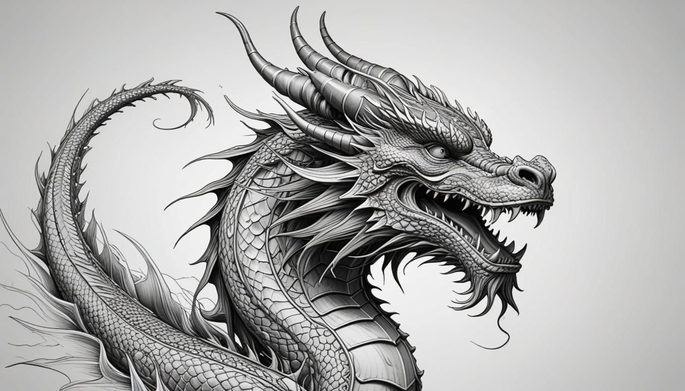 Asian Dragon in Elegant One-Line Drawing Style