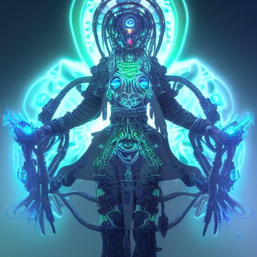 Cyber Shaman Concept Art in Baroque Style