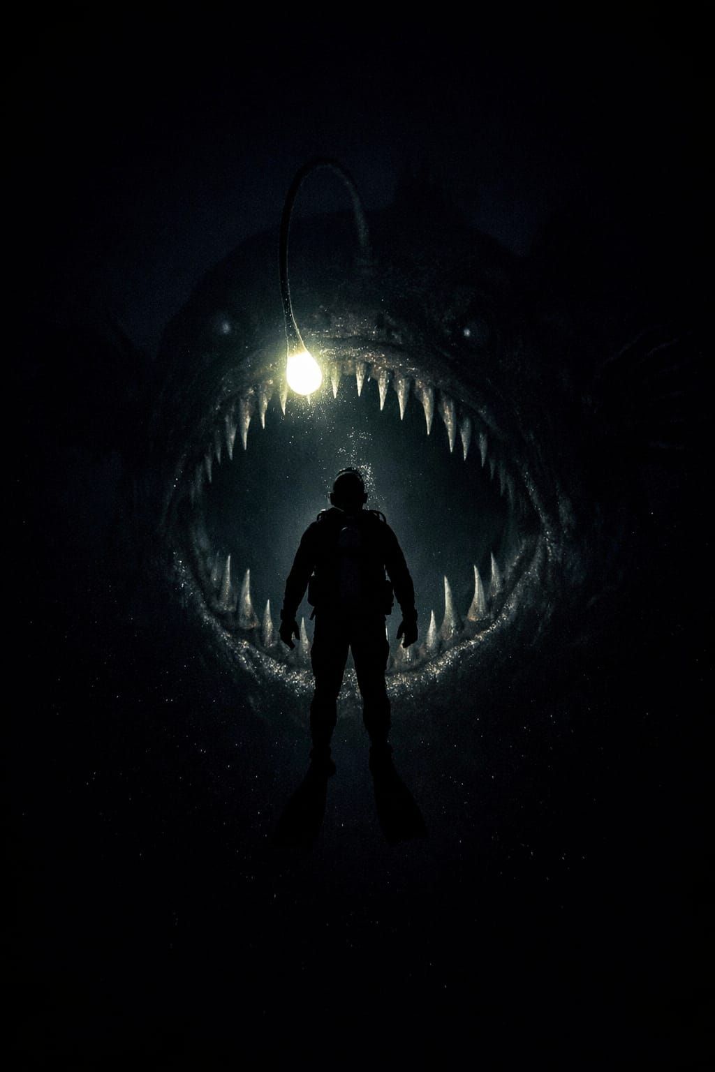 Deep Sea Horror: Diver Confronts Giant Anglerfish in Darknes...