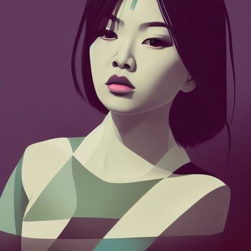 Asian Goth Woman in Pop Art Style