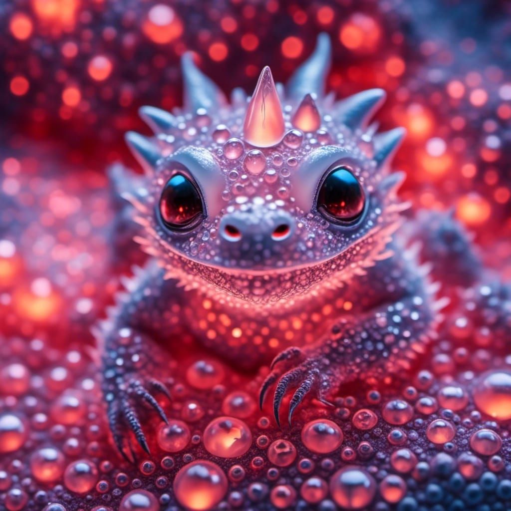 Frosted Crystal Christmas Dragon Hatchling Microportrait