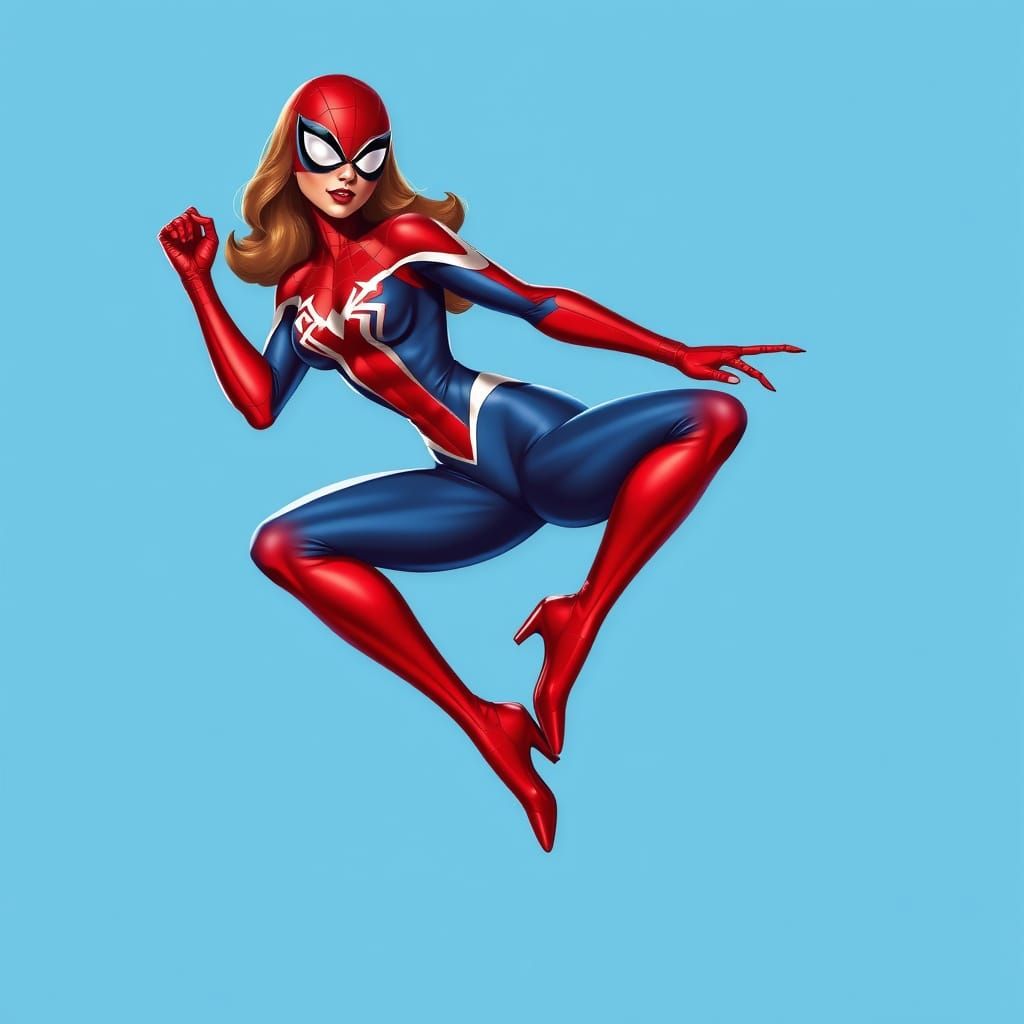 Heroic Spider Woman in Comic Book Style