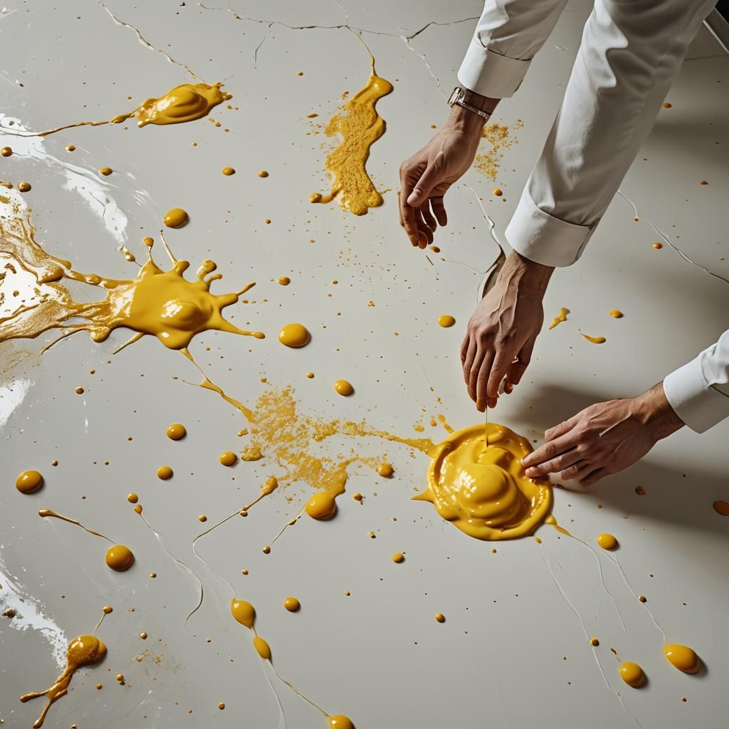 Surreal Omelette Splatter in Dreamlike Close-Up