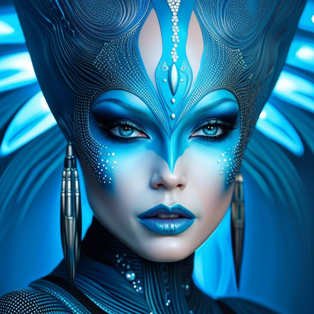 Porcelain Alien Face with Gothic Details