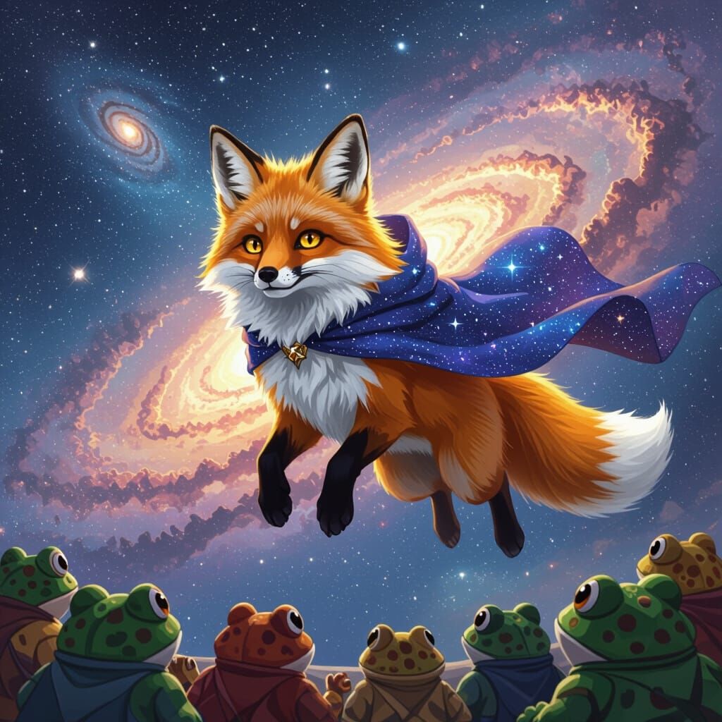 Cosmic Fox Jumps for Toads in Digital Art