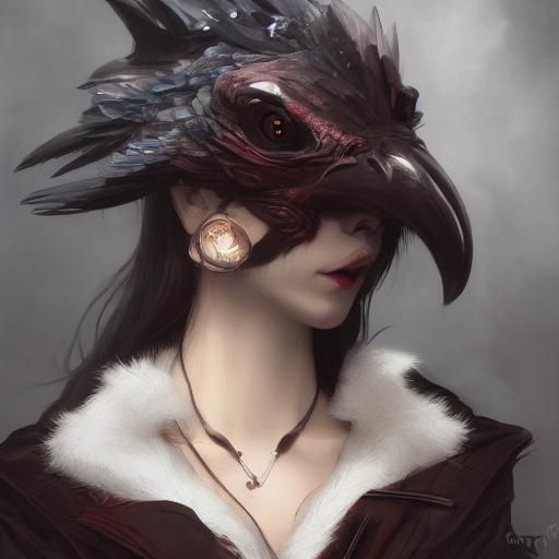 Vampire Bird Portrait in Hyperdetailed Concept Art