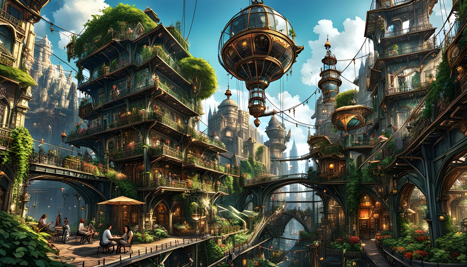 Fantastical Urban Garden with Suspended Elements