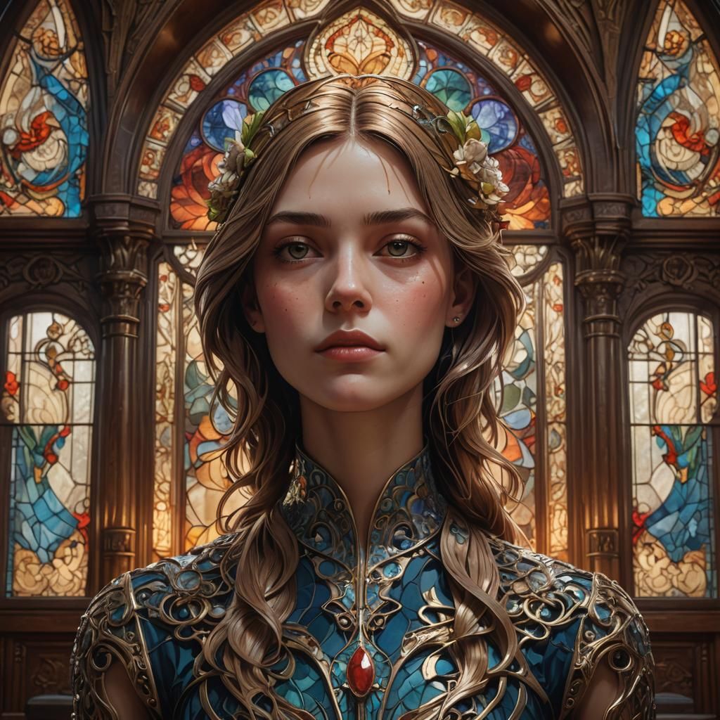 Art Nouveau Portrait in Ornate Room